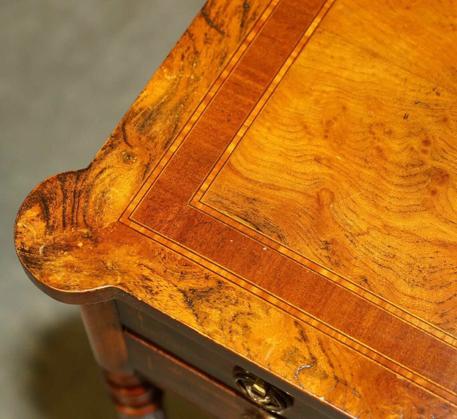 photo buy Exquisite Circa 1920 Burr Elm & Satinwood French Polished Restored Console Table