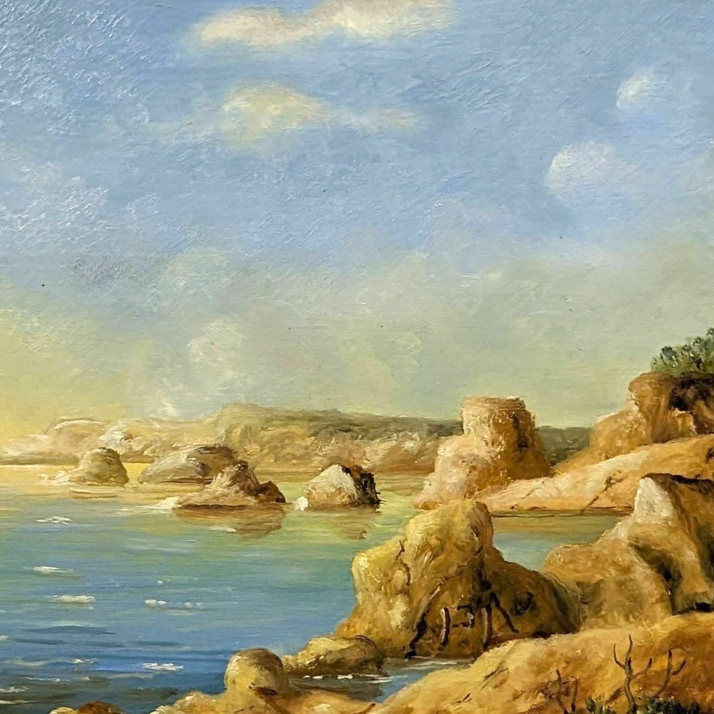 Marine Landscape And Fisherman's Boat French School Philippe Lazare 20th Century photo for sale