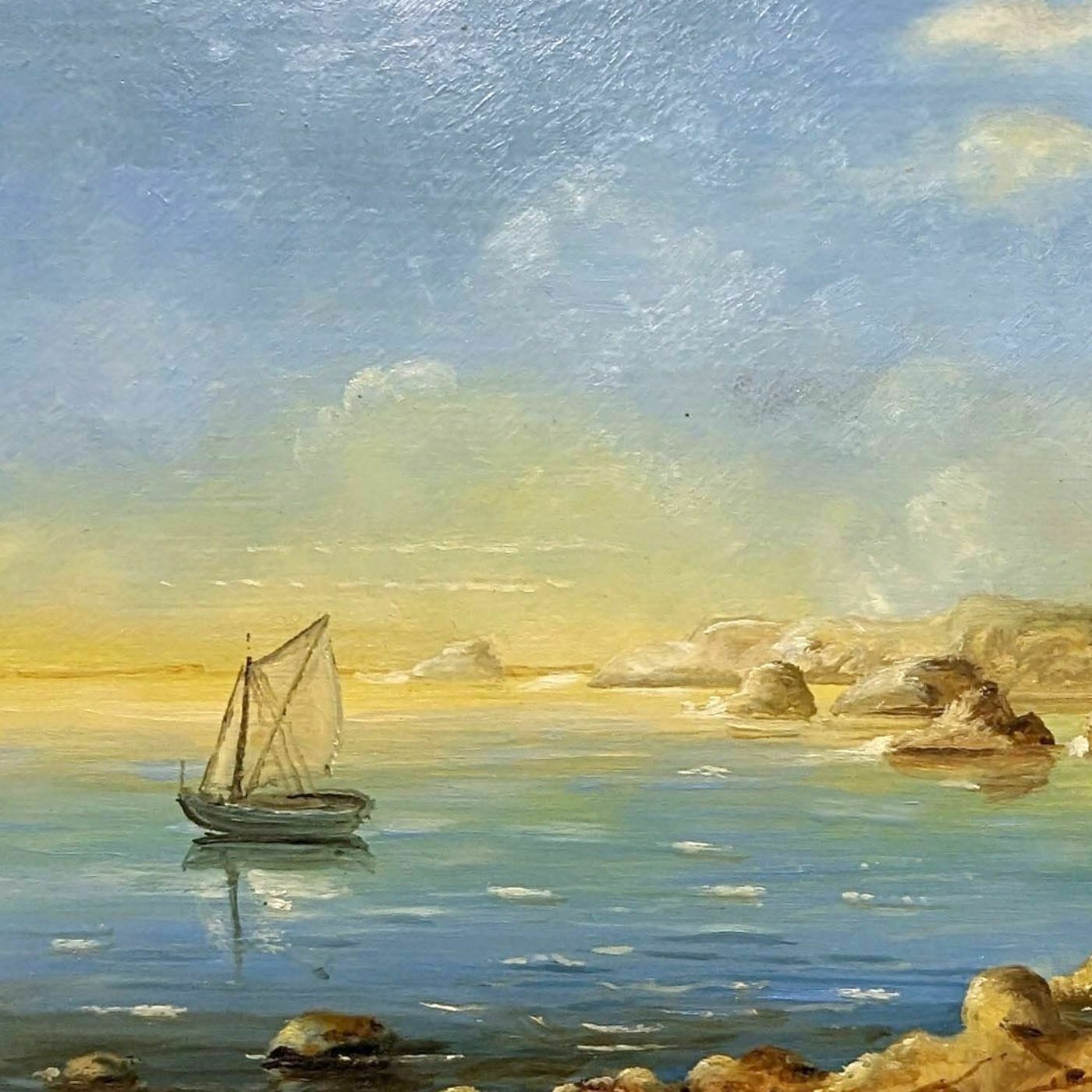 Marine Landscape And Fisherman's Boat French School Philippe Lazare 20th Century photo Art
