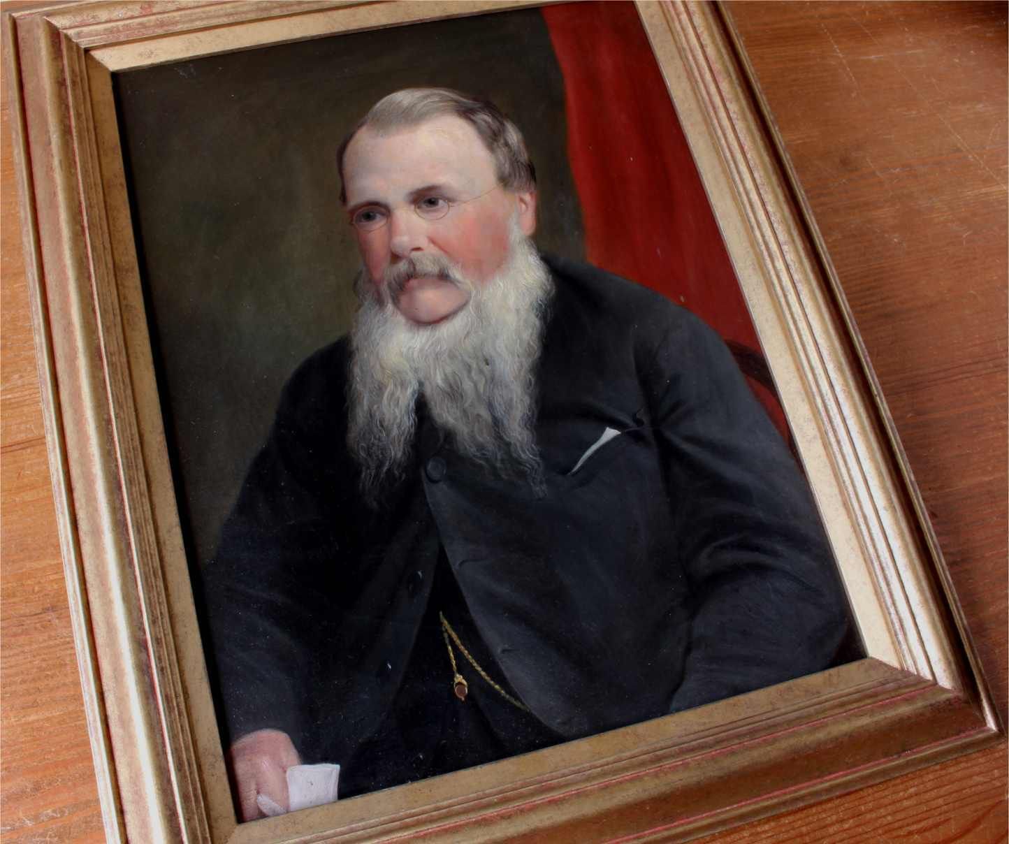 Bearded Gentleman Oil Painting. John Hackett Goddard Framed Portrait. photo Art