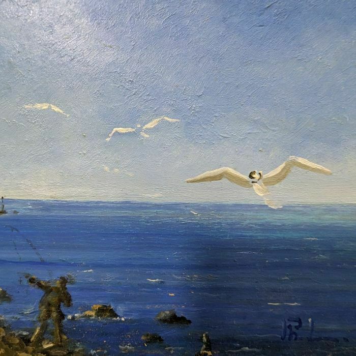 Seaside Landscape With Seagulls French School Philippe Lazare 20th Century photo 163.0
