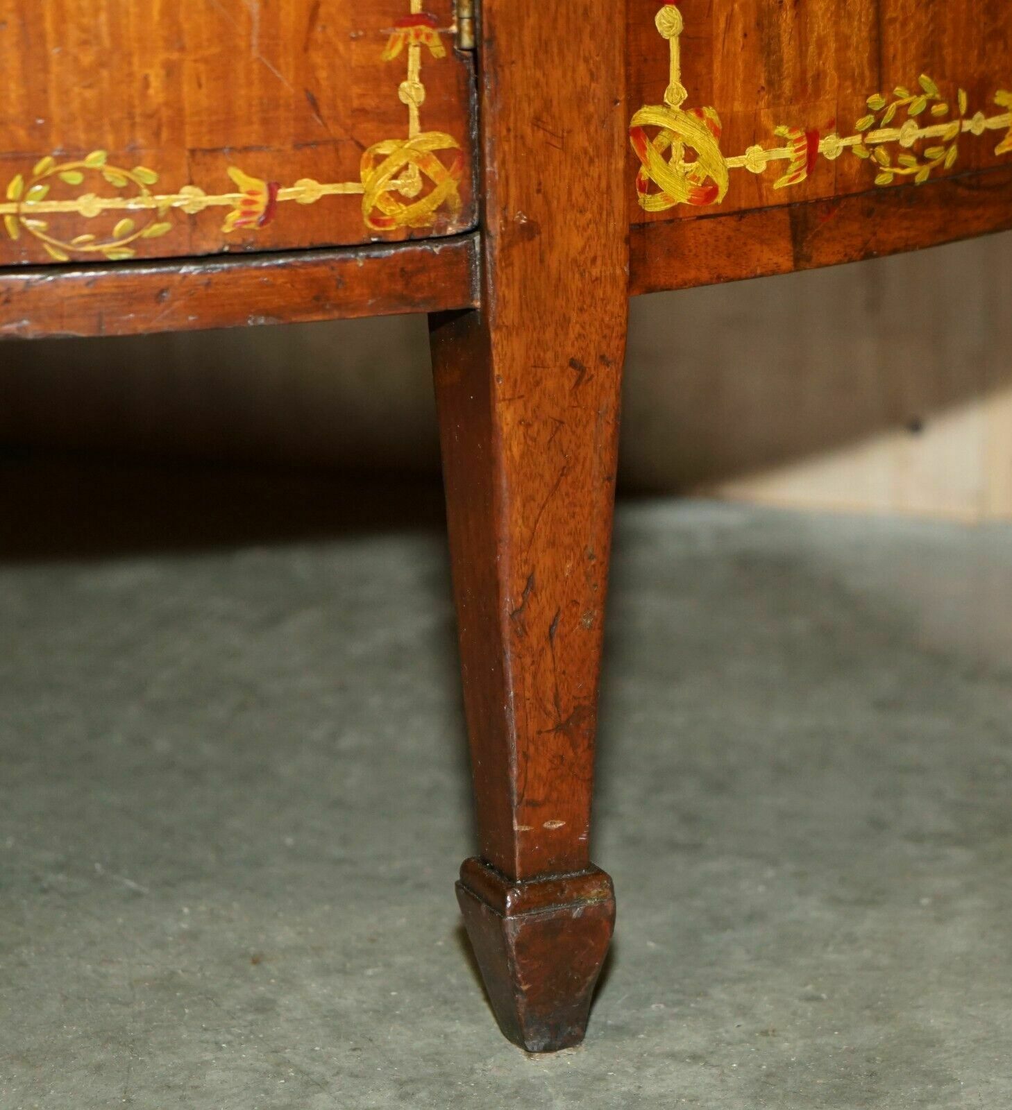 Pair Of Stunning Antique Adams Sheraton Painted Demi Lune Sideboard Cupboards photo buy