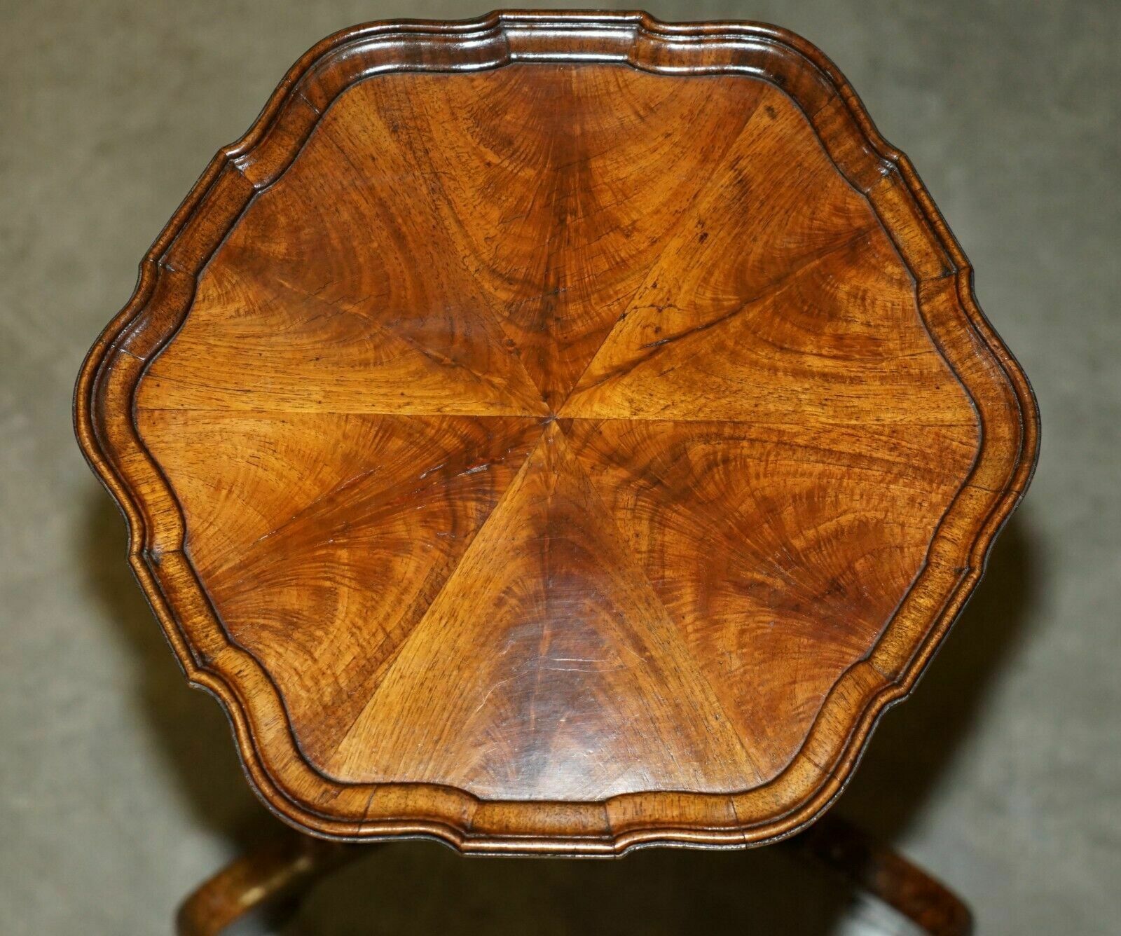 Fully Restored Antique Charles Tozer Oyster Mahogany Tripod Side End Lamp Table photo for sale