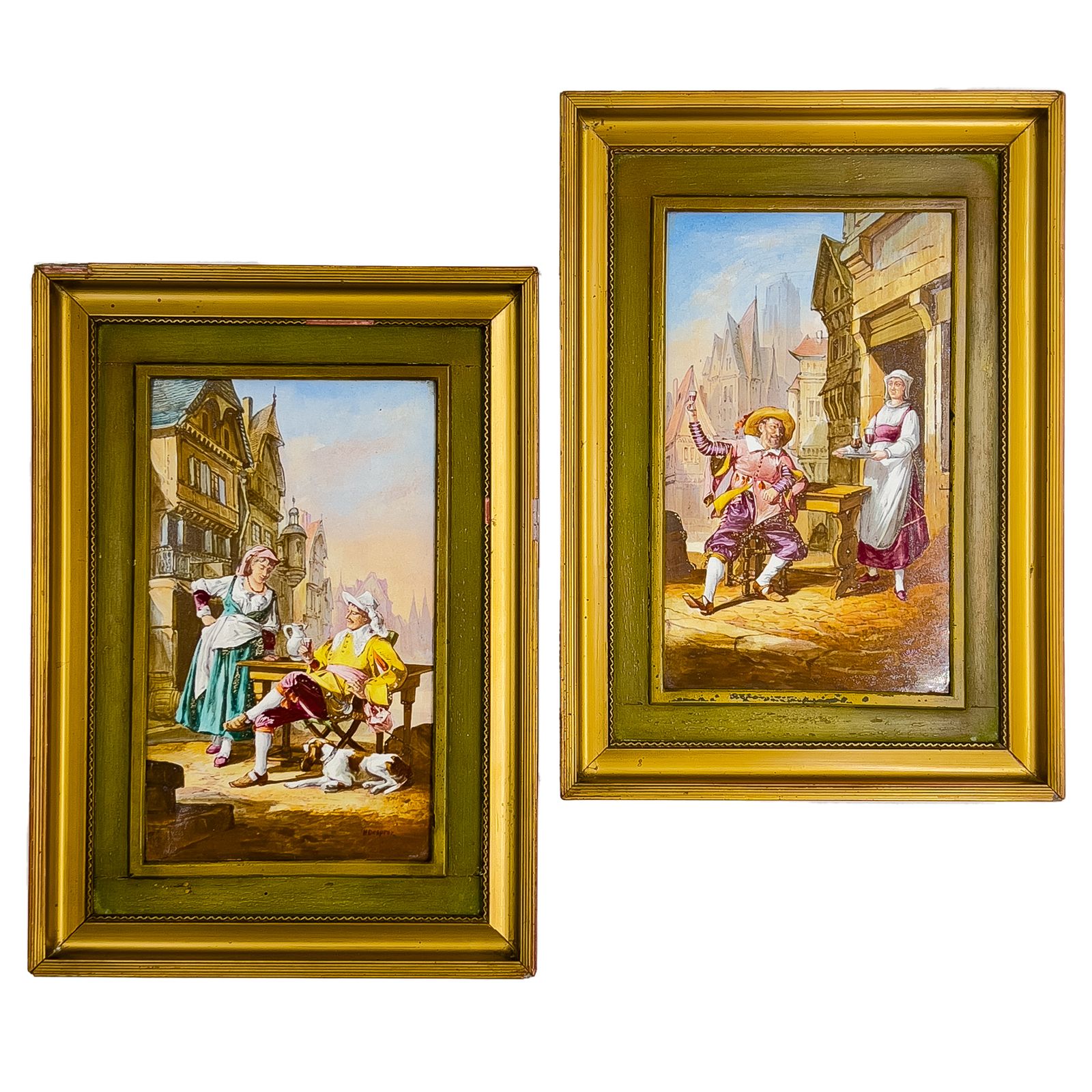 A Fine Pair Of Sevres Style Painted Porcelain Plaques Signed H. Desprez, 20th Century