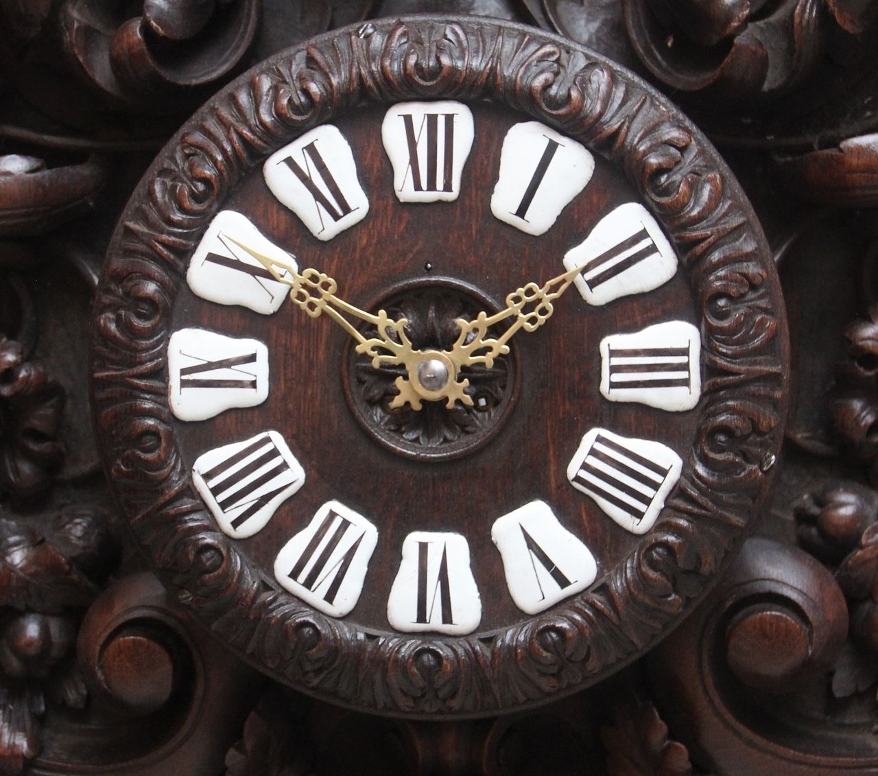 A Fabulous Quality 19th Century French Carved Oak Wall Clock photo for sale