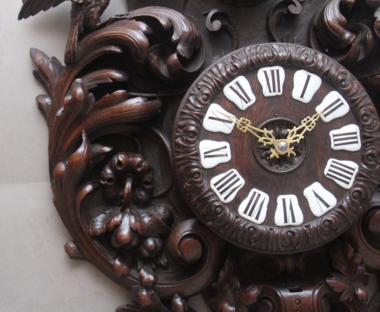 A Fabulous Quality 19th Century French Carved Oak Wall Clock photo 3050.0