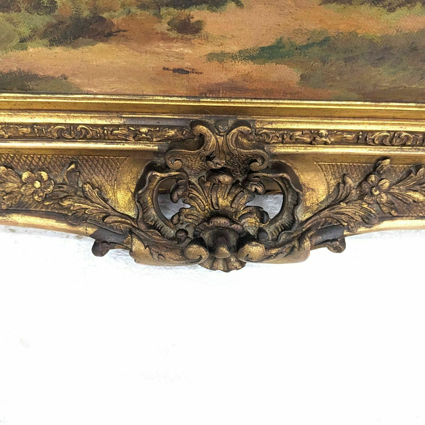 photo for sale Large 19th Century Pastoral Scene Painting In A Large Winged Frame