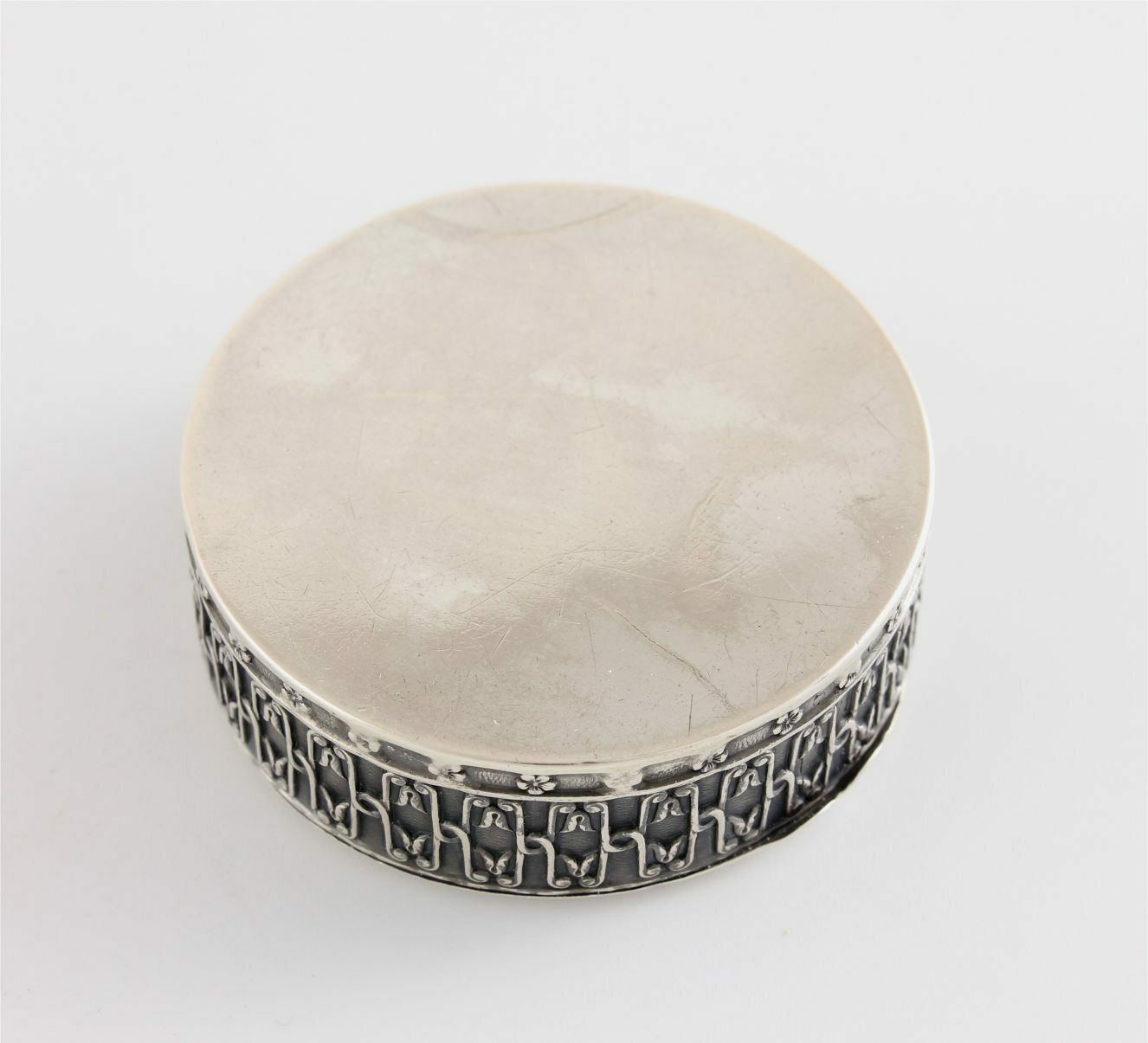 photo for sale Antique French Silver Rouge Pot. Small Pill Box. Aristide Leclerk. C1900.