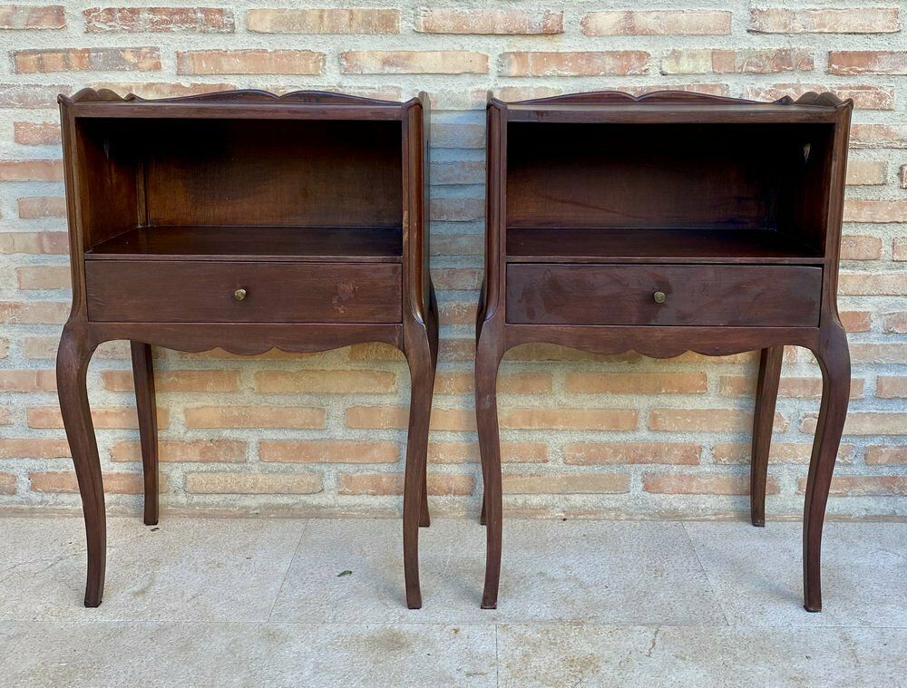 French Louis XV Style Walnut Nightstands, 1960s, Set Of 2 photo furniture