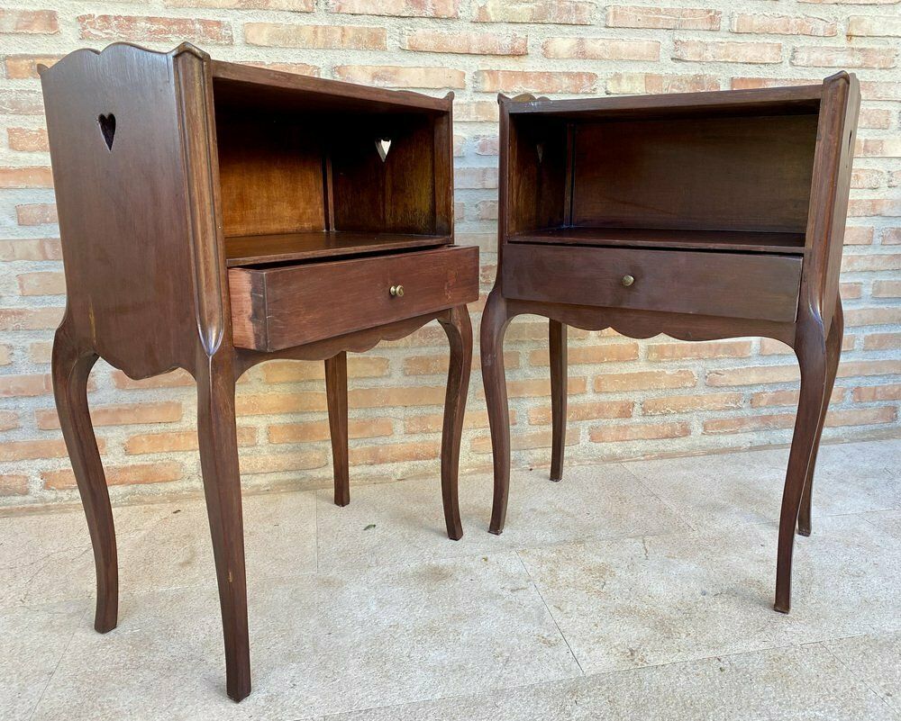 French Louis XV Style Walnut Nightstands, 1960s, Set Of 2 photo Furniture