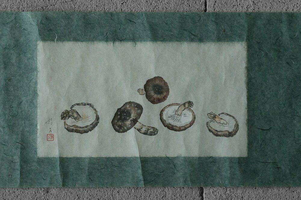 Japanese Style Mixed Media Artwork On Textile By Svampar, Denmark, 1950s