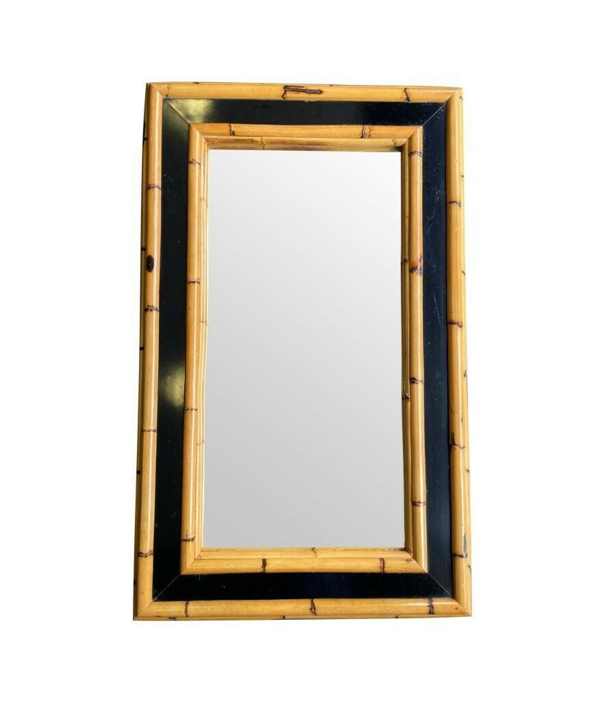 A Large Italian 1970s Bamboo And Black Lacquer Mirror Attributed To Vivai Del Sud photo 1650.0