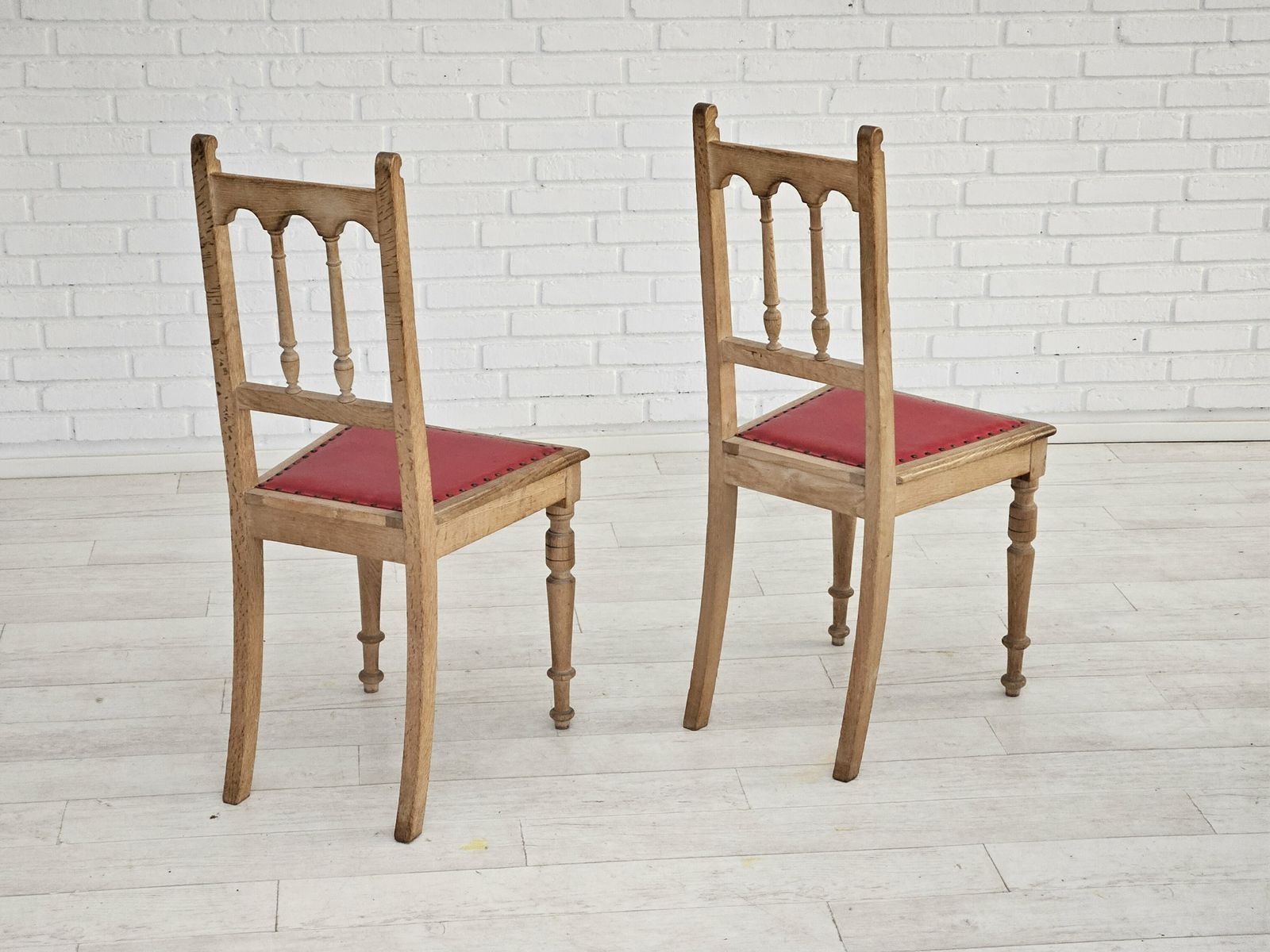 420.0 1950s, Set 2 Pcs Of Danish Dinning Chairs, Original Good Condition, Oak Wood. photo