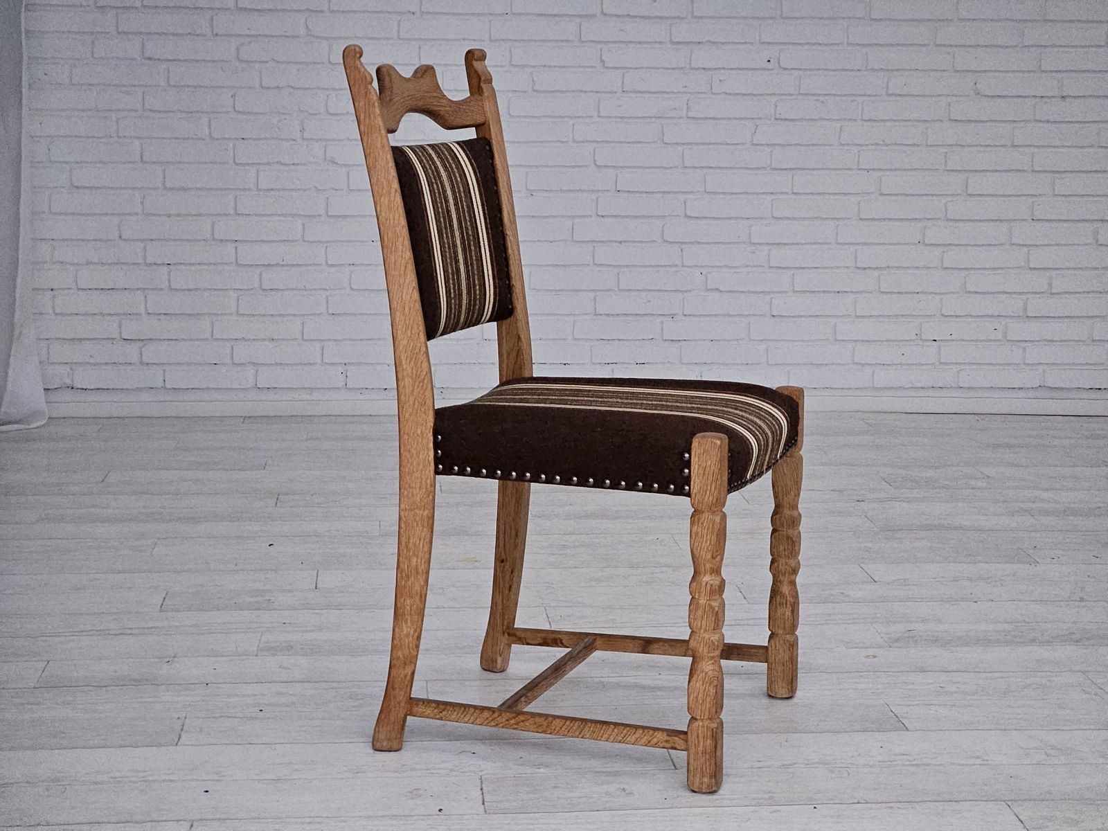 1970s, Set 6 Pcs Of Danish Dinning Chairs, Original Very Good Condition, Oak Wood. photo buy