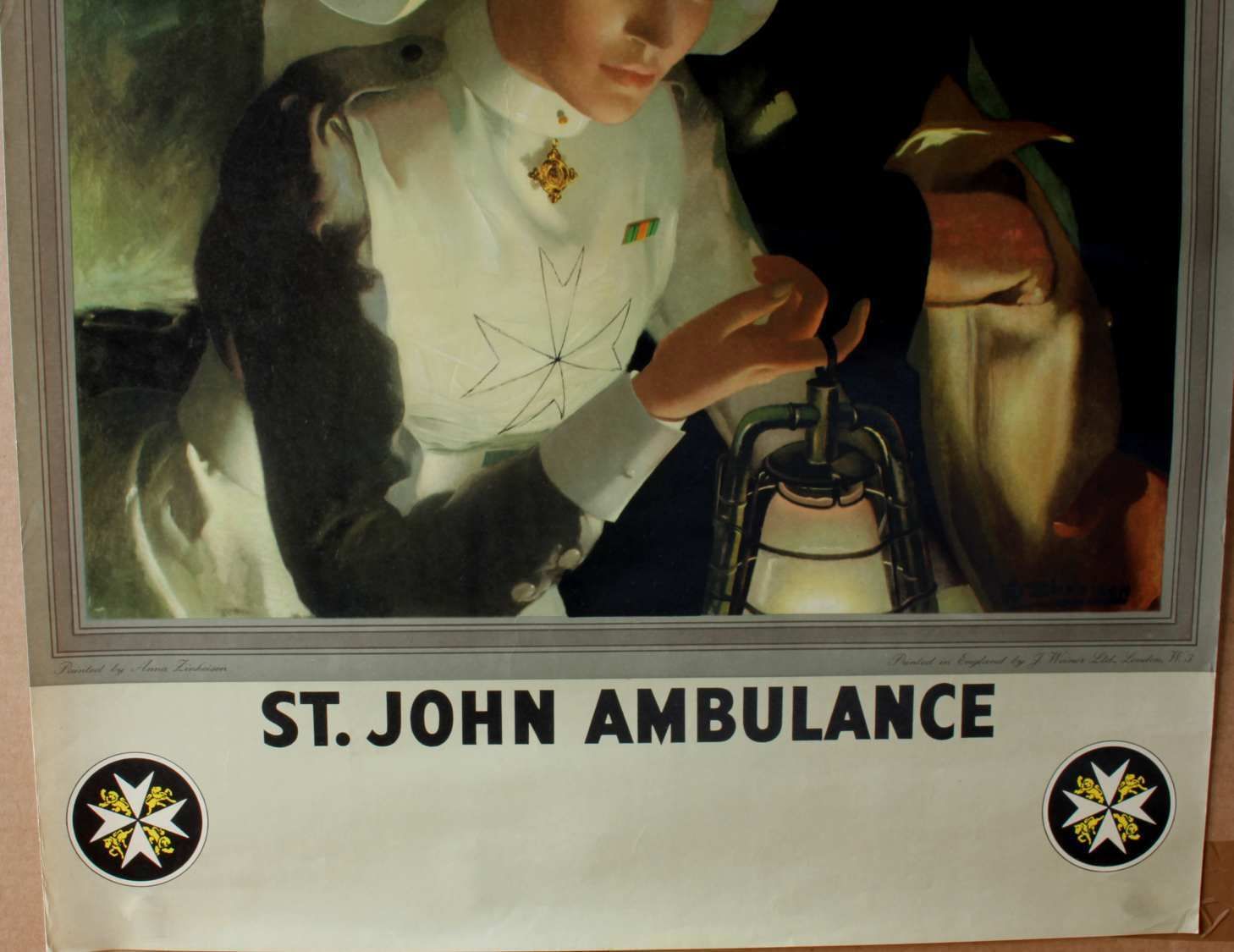 Original Anna Zinkeisen St John Ambulance Lithograph Officer & Nurse Poster. photo 245.0