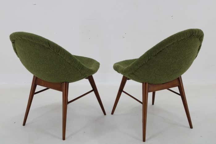 1960s Pair Of Restored Shell Chairs In Bouclé, Czechoslovaki photo 785.0