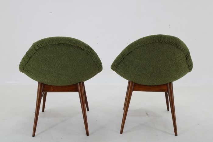 1960s Pair Of Restored Shell Chairs In Bouclé, Czechoslovaki photo buy