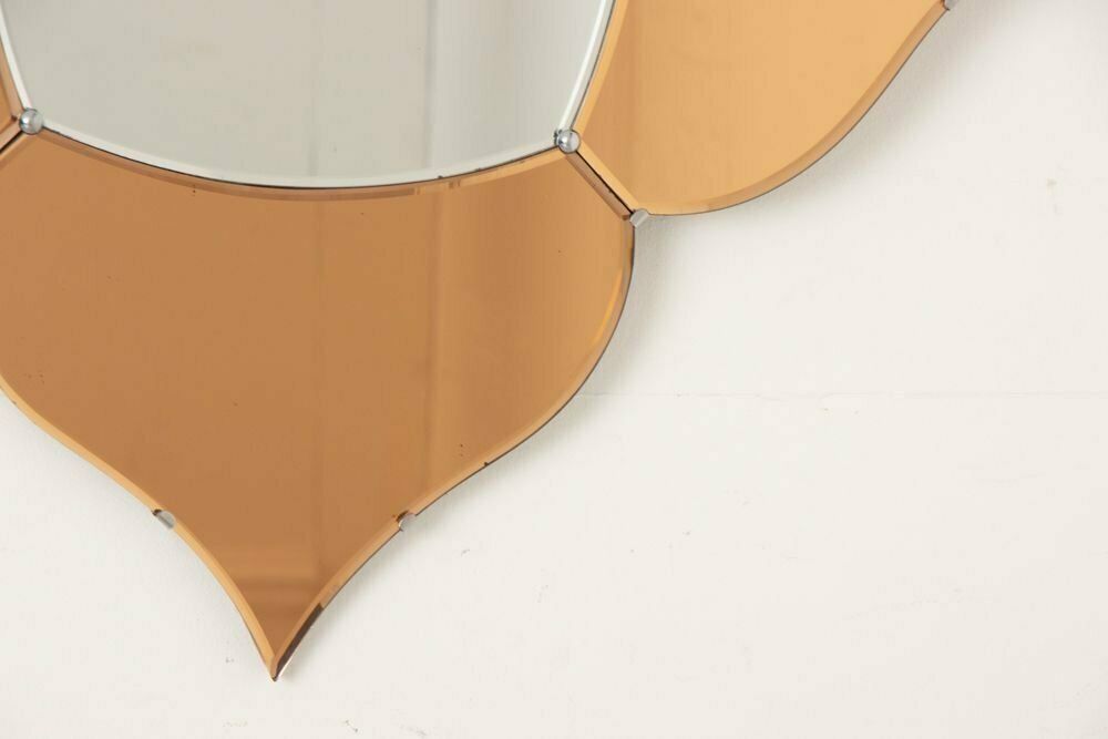 British Art Deco Flower Mirror With Peach Mirror Petals C.1930 photo furniture