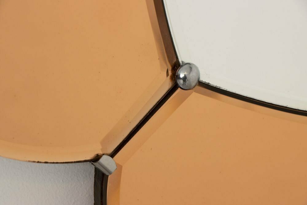 British Art Deco Flower Mirror With Peach Mirror Petals C.1930 photo for sale