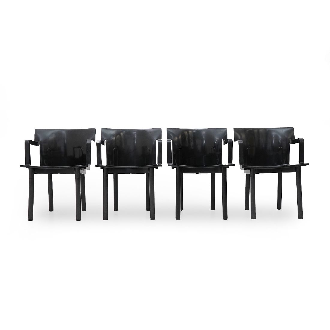 4 Black “4870” Chairs By Anna Castelli For Kartell, 1980s photo vinterior