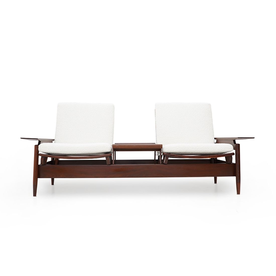 Sofa In Wood And White Bouclé By Mario Franchioni For Framar, 1960s photo 2815.0