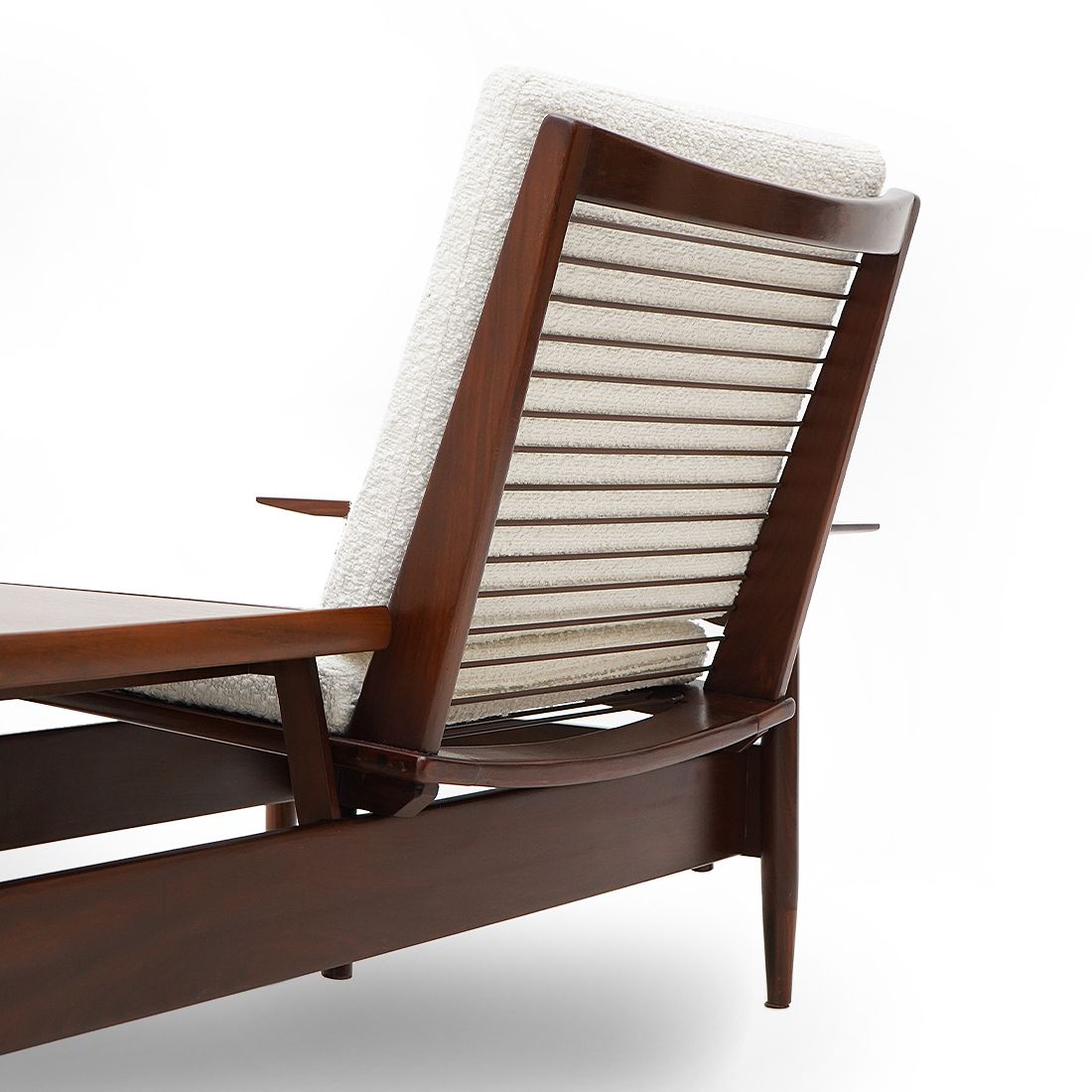 Furniture Sofa In Wood And White Bouclé By Mario Franchioni For Framar, 1960s photo