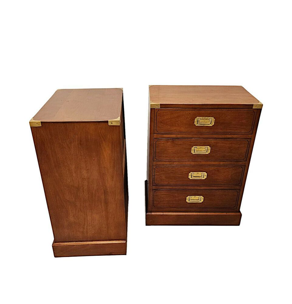 A Very Fine Pair Of Hand Made Bedside Chests In The Campaign Style photo Furniture