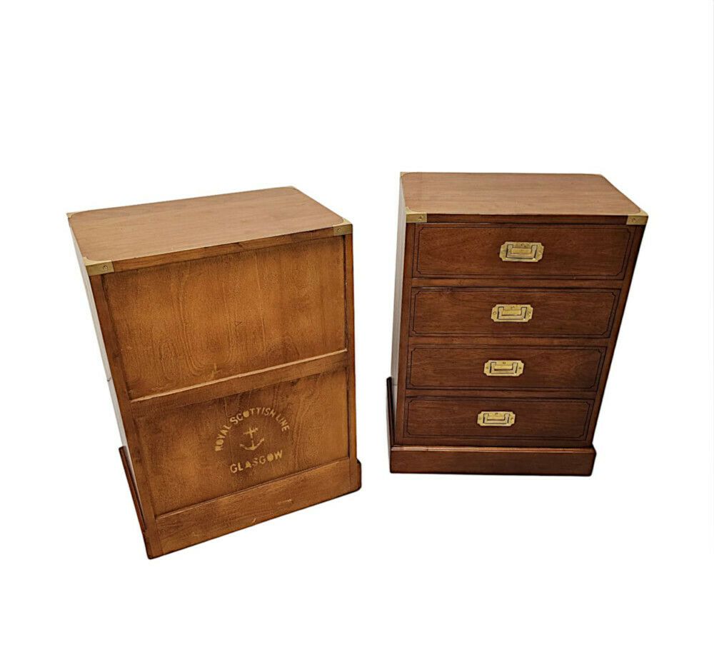 A Very Fine Pair Of Hand Made Bedside Chests In The Campaign Style photo 2065.4752