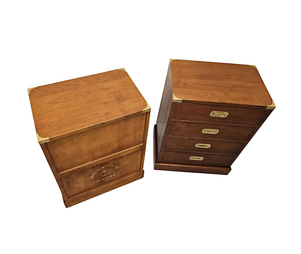 A Very Fine Pair Of Hand Made Bedside Chests In The Campaign Style photo vinterior