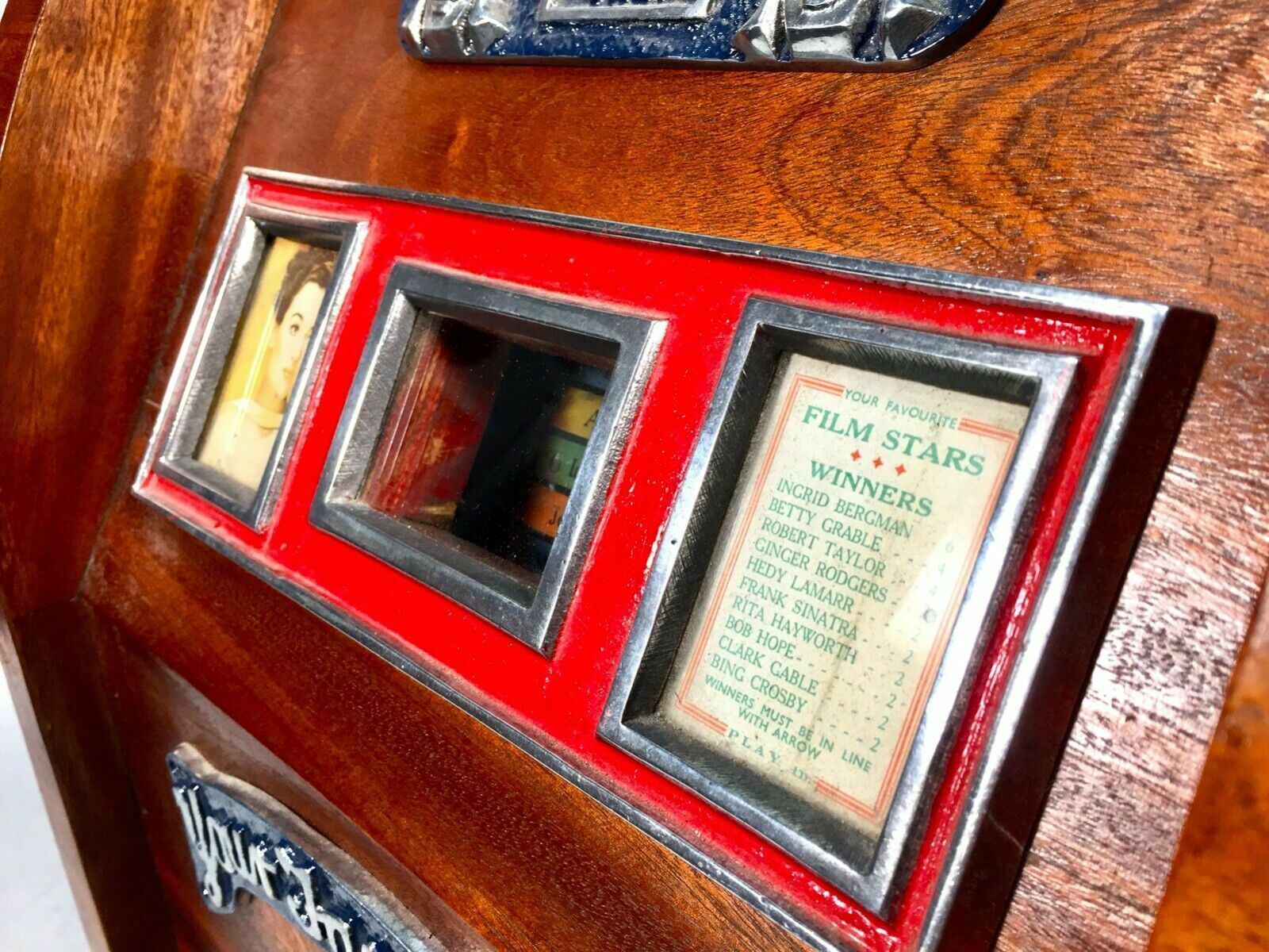 Antique One Arm Bandit Arcade Coin Operated Games Machine 'Film Stars' C.1940 photo 2250.0