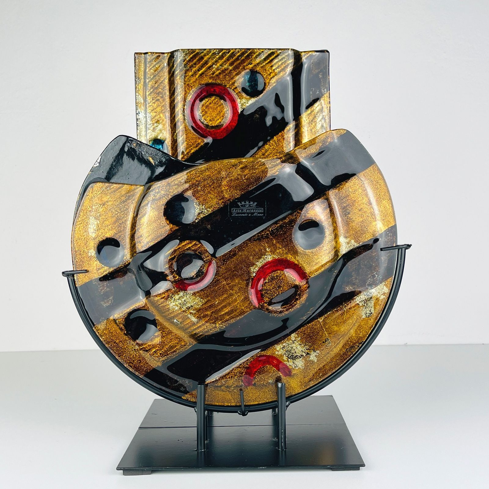 Murano Glass Geometric Vases By Arte Muranese Italy 2000 / Set Of 2 photo vinterior