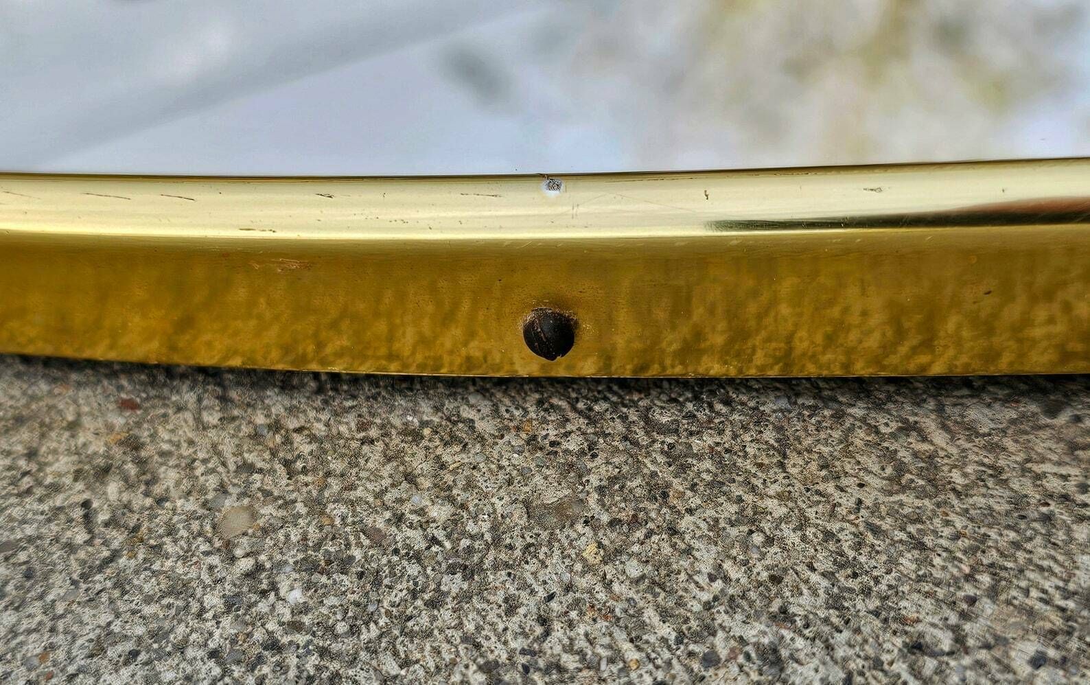 Mid Century Modern Mirror With Brass Frame Attr. To Gio Ponti // Made In Italy In 1950s photo for sale