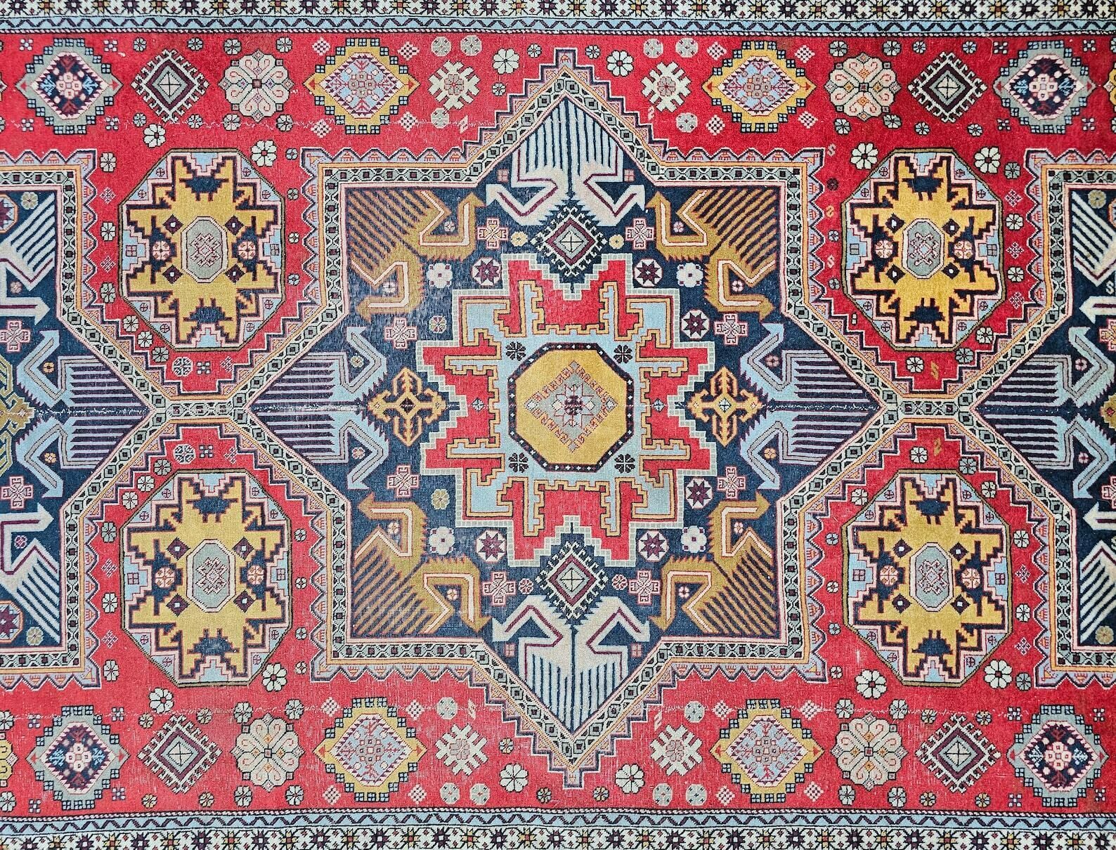 Antique Hand Knotted Kazak Woolen Rug // Made In The First Quarter Of 20th Century photo furniture