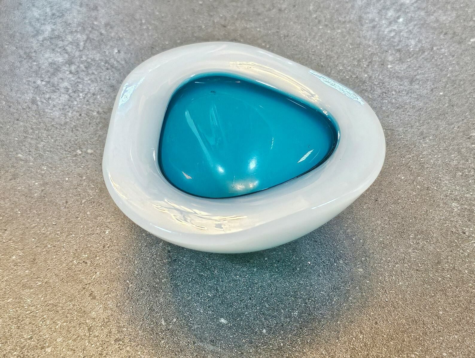 Very Rare Ashtray By Archimede Seguso In Opaline And Turquoise Murano Glass // Made In Italy In 1950s photo buy