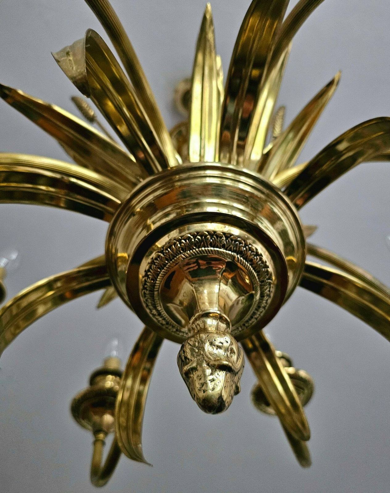photo furniture Large Hollywood Regency 8 Arm Chandelier With Golden Ears Of Wheat // Made In France In 1970s