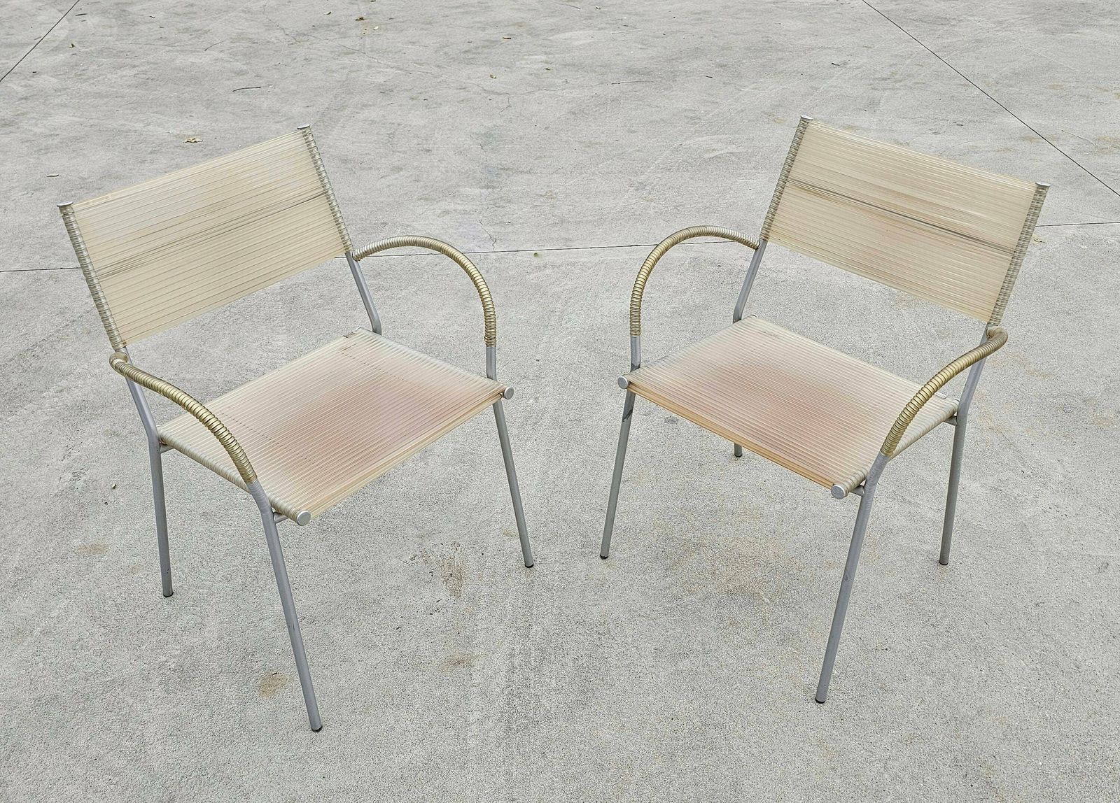 Set Of 4 Postmodern Dining Chairs "Miss B" By Tito Agnoli For Bonacina // Spaghetti Chairs By Bonacina // Made In Italy In 1990s photo vintage