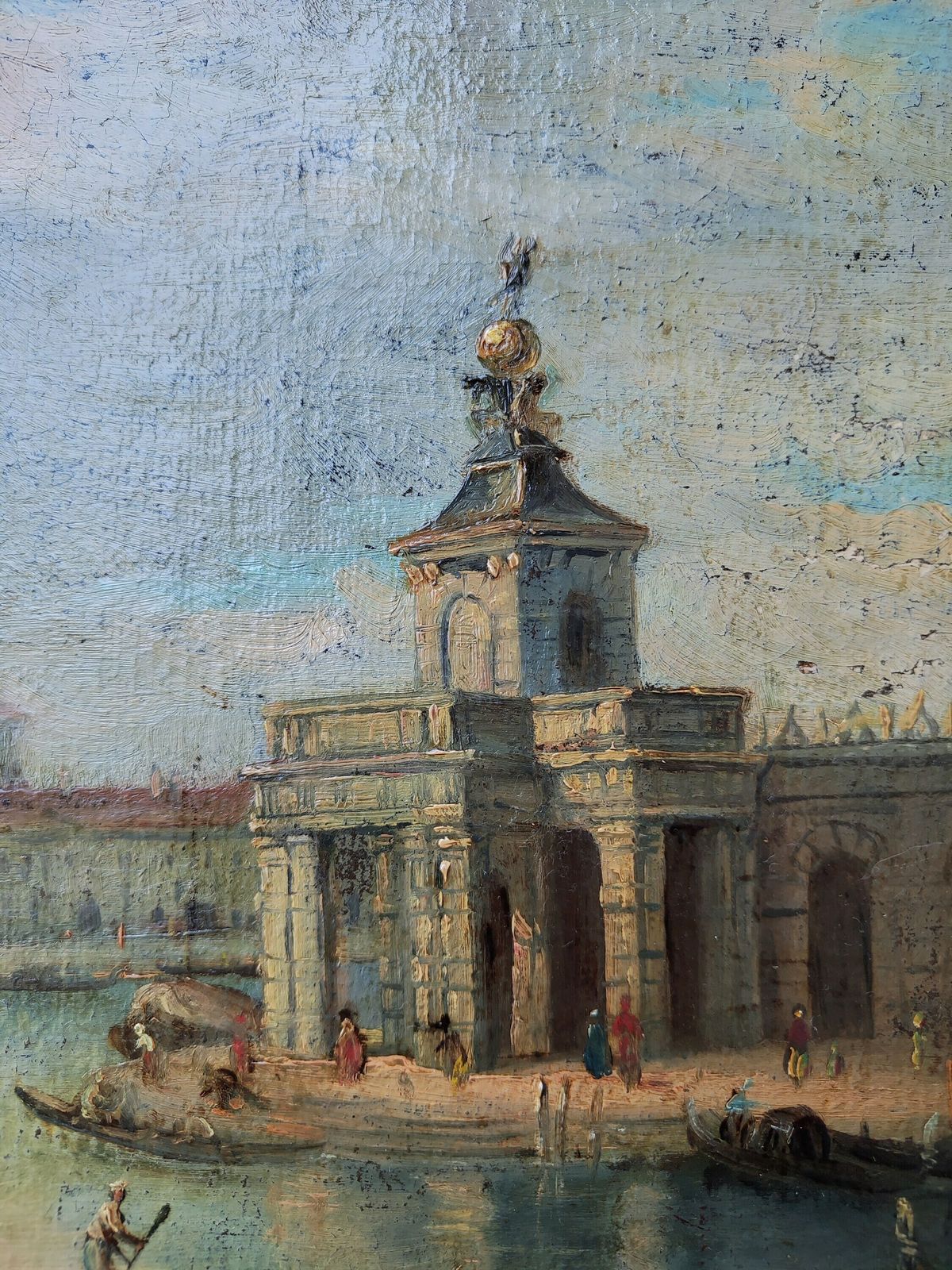 Oil On Canvas Depicting Dogana Da Mar In Venice, Venetian School, Late 18th Or Early 19th Century, In Style Of Francesco Guardi photo furniture