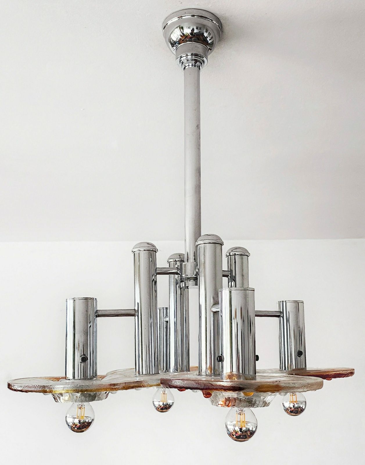 Extremely Rare Mid Century Modern Murano Glass Chandelier Designed By Carlo Nason For Av Mazzega // Made In Italy In 1960s photo vintage