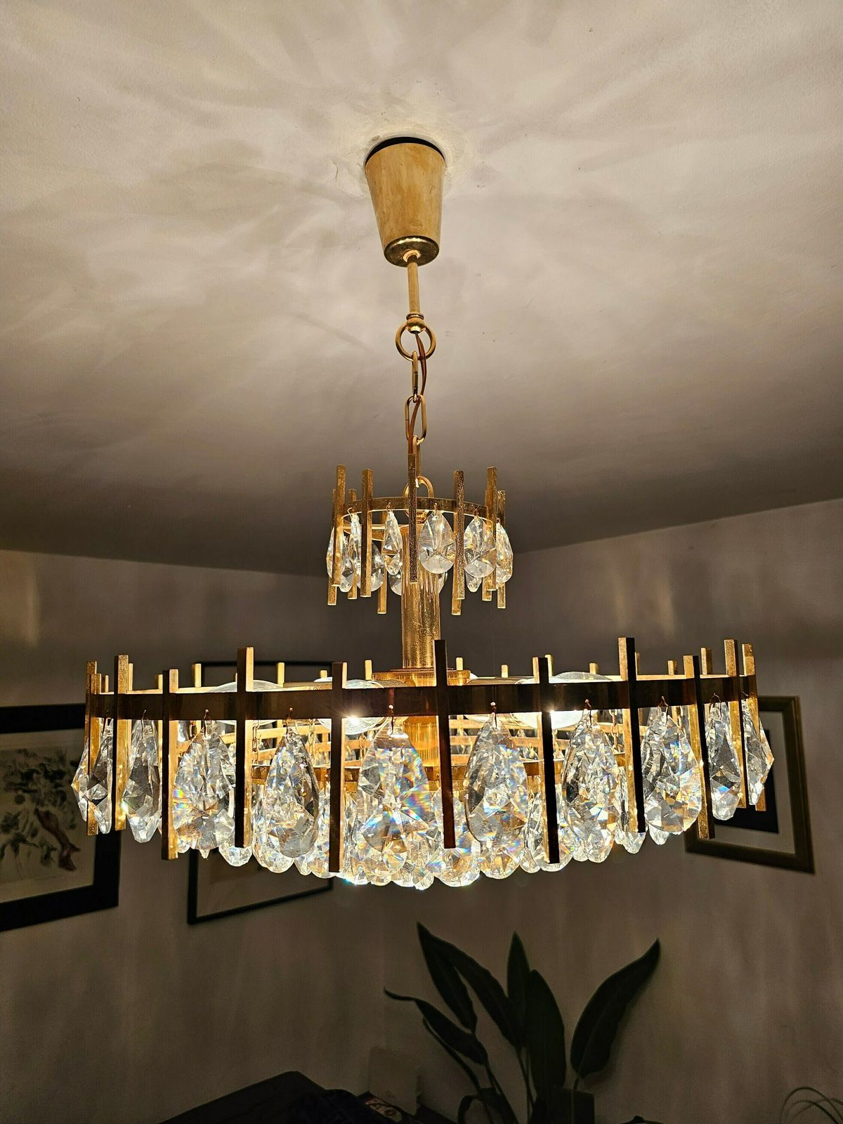 Luxurious Mid Century Modern Brass And Crystal Chandelier By Bakalowits // Made In Austria In 1960s