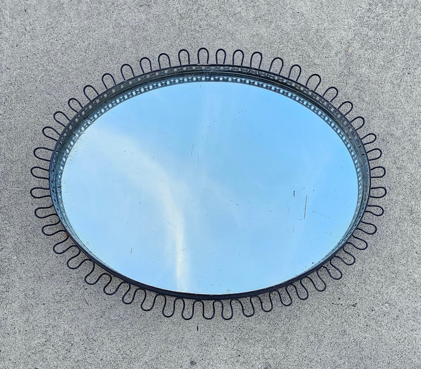 Mid Century Modern Oval Sunburst Mirror By Josef Frank // Made In Sweden In 1950s