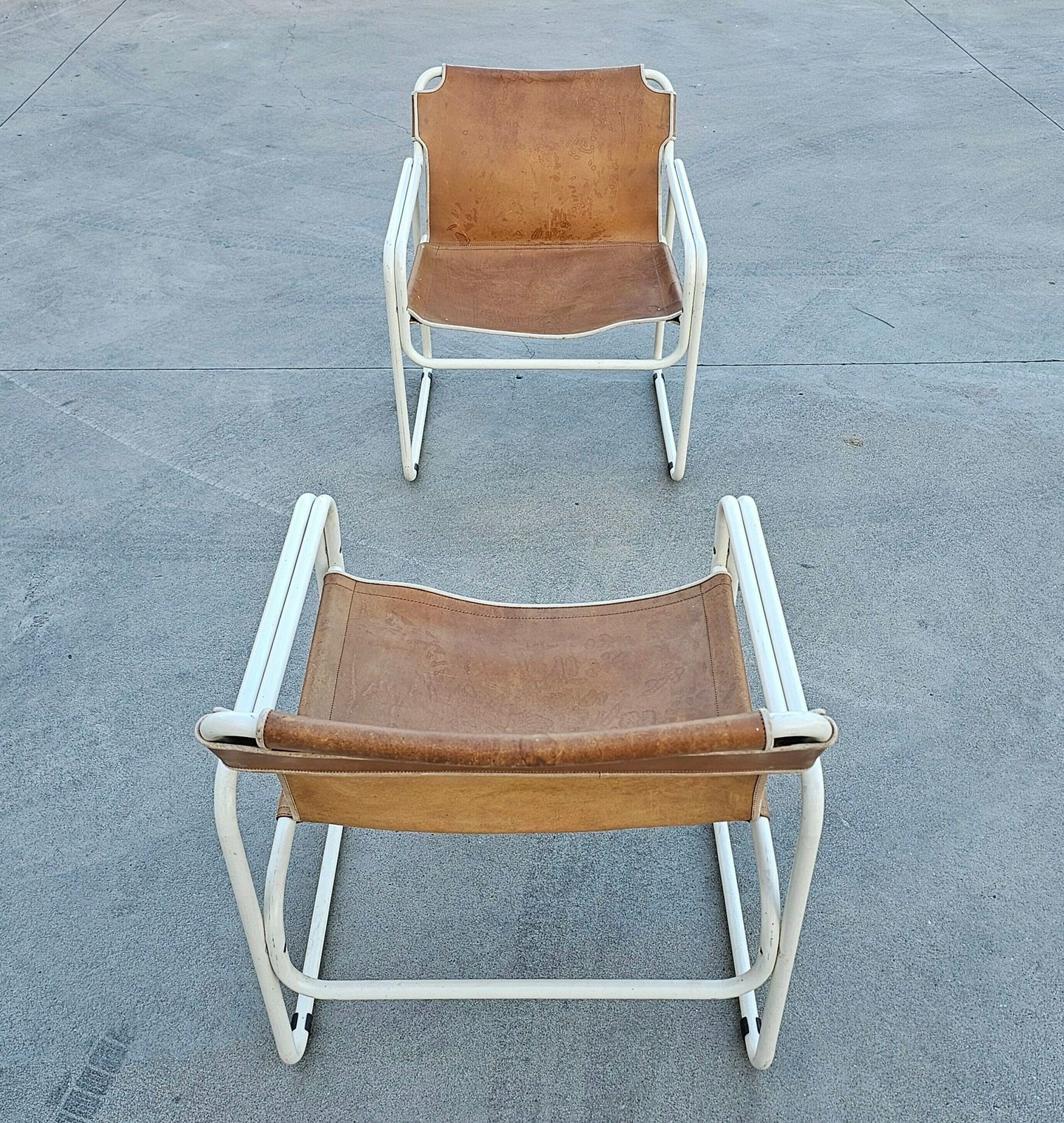 Pair Of Bauhaus Style Tubular Easy Chairs In Cognac Leather By Jox Interni // Made In The Netherlands In 1970s photo 2400.0