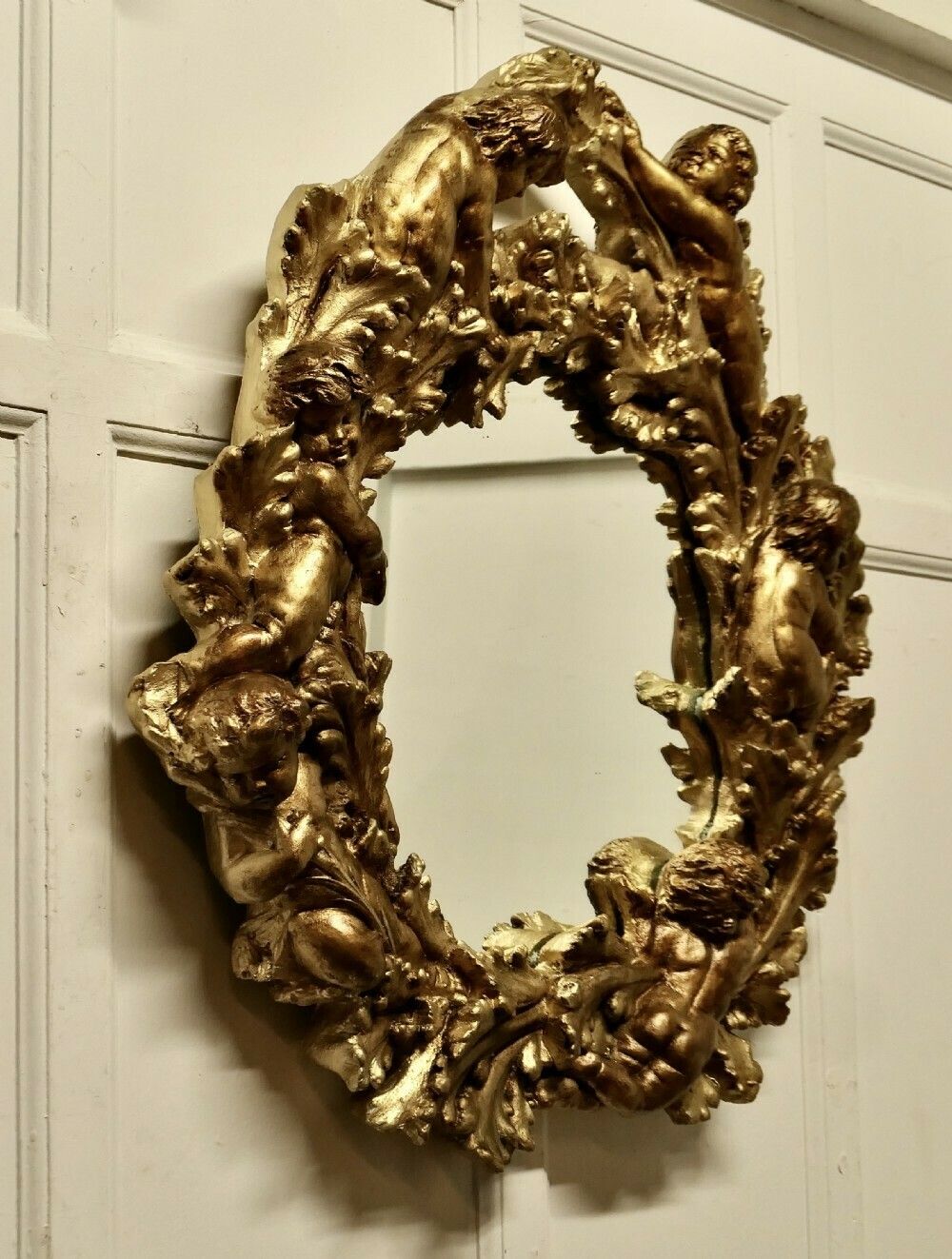 A Superb 19th Century Italian Gilt Wreath Mirror photo furniture