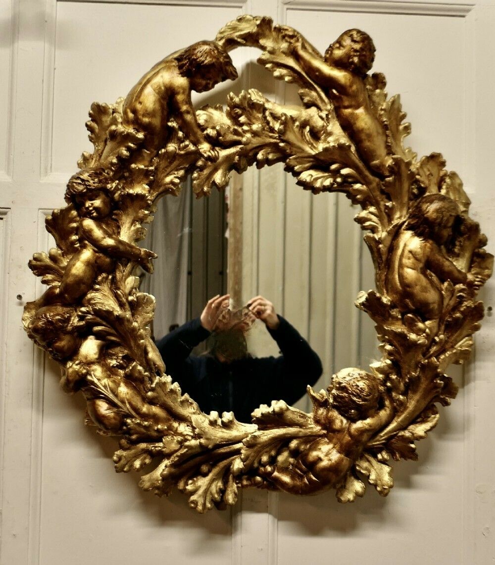 Home Decor A Superb 19th Century Italian Gilt Wreath Mirror photo