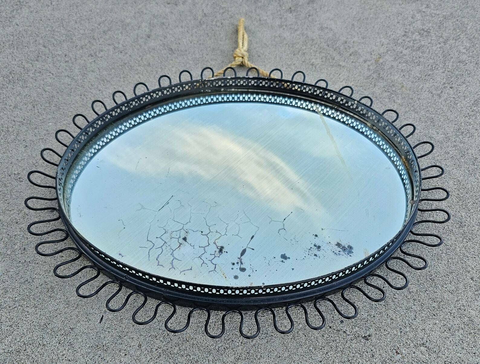 Mid Century Modern Oval Sunburst Mirror By Josef Frank // Made In Sweden In 1950s photo for sale