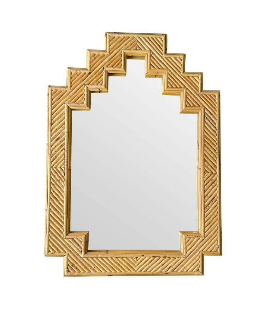 An Italian 1970s Bamboo Mirror By Vivai Del Sud With Stepped Top Details photo vintage