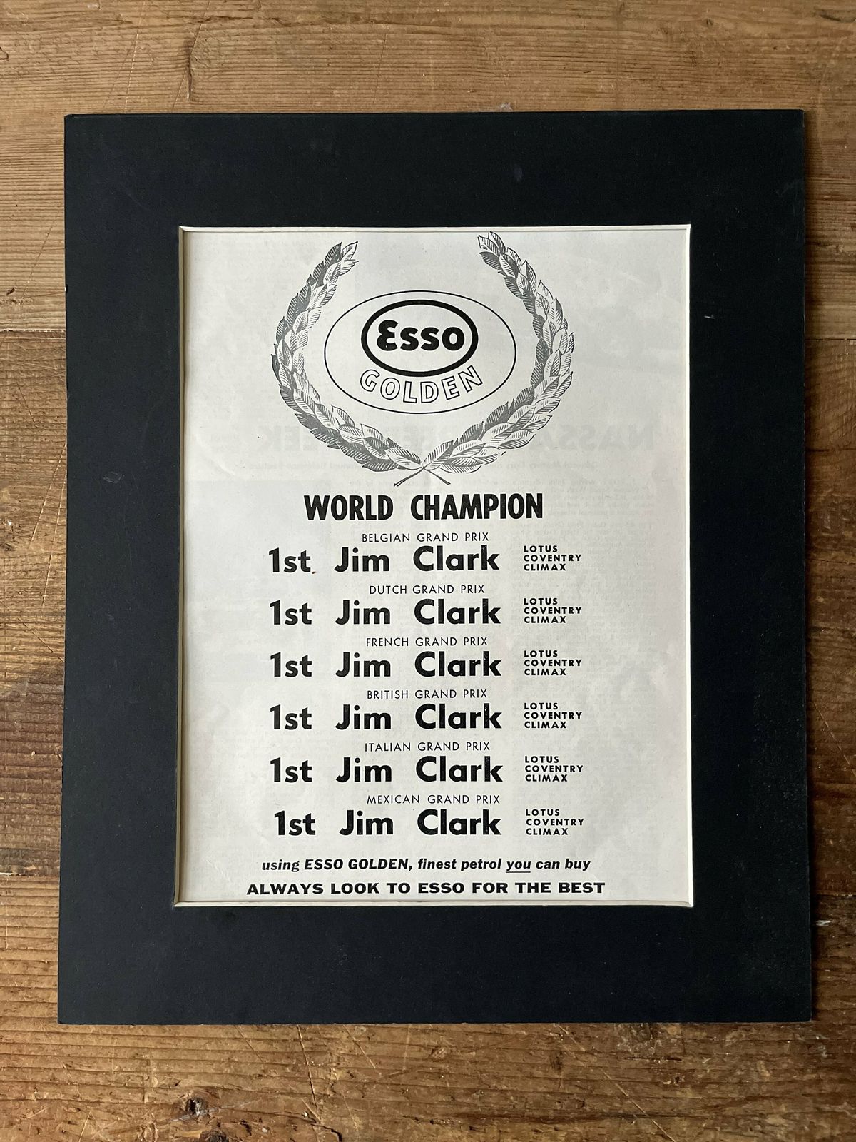 Vintage Esso / Jim Clark Advertising Print 1963
