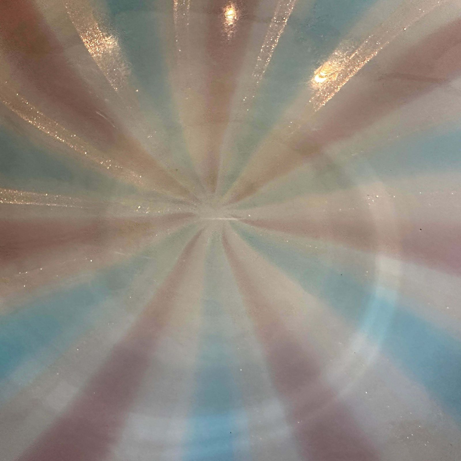 1970s Venini Style Mid Century Modern Striped Murano Glass Round Bowl photo Home Decor