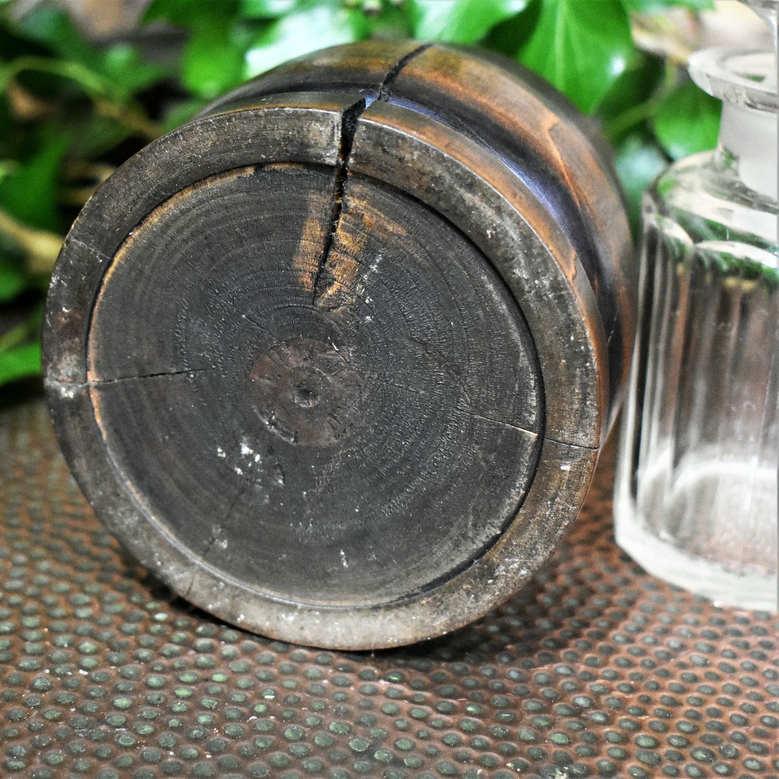 photo vinterior Antique 19th Century Wooden Apothecary Chemists Glass Bottle Travel Treen Case