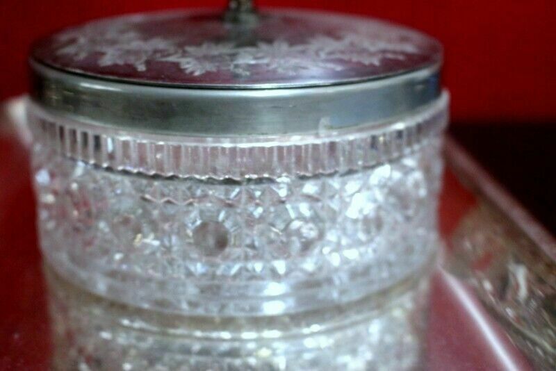 Antique Silver Plated/Crystal Glass Bowl Candy Dish Serving Dish Dinnerware Etc photo vinterior