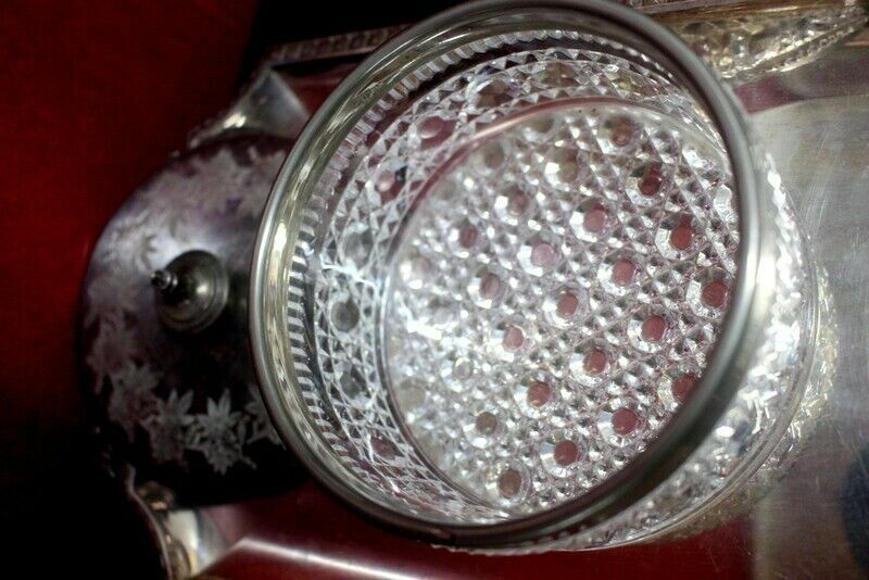 Antique Silver Plated/Crystal Glass Bowl Candy Dish Serving Dish Dinnerware Etc photo buy